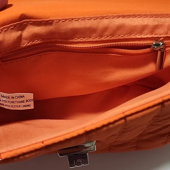 Orange Quilted Chain Crossbody Bag - Picture 5 of 14